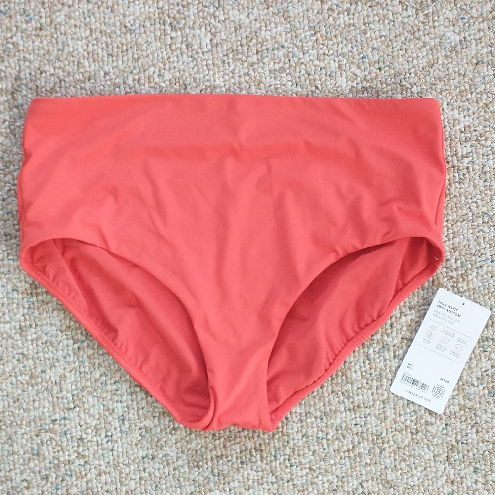 NWT Athleta Poppy Orange High-Waisted Swim Bottom Large